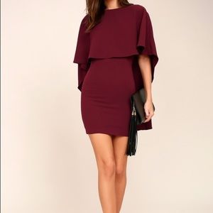 Lulu's Dresses - Lulus Maroon Cape Dress Lulu's Dresses - Lulus Maroon Cape Dress